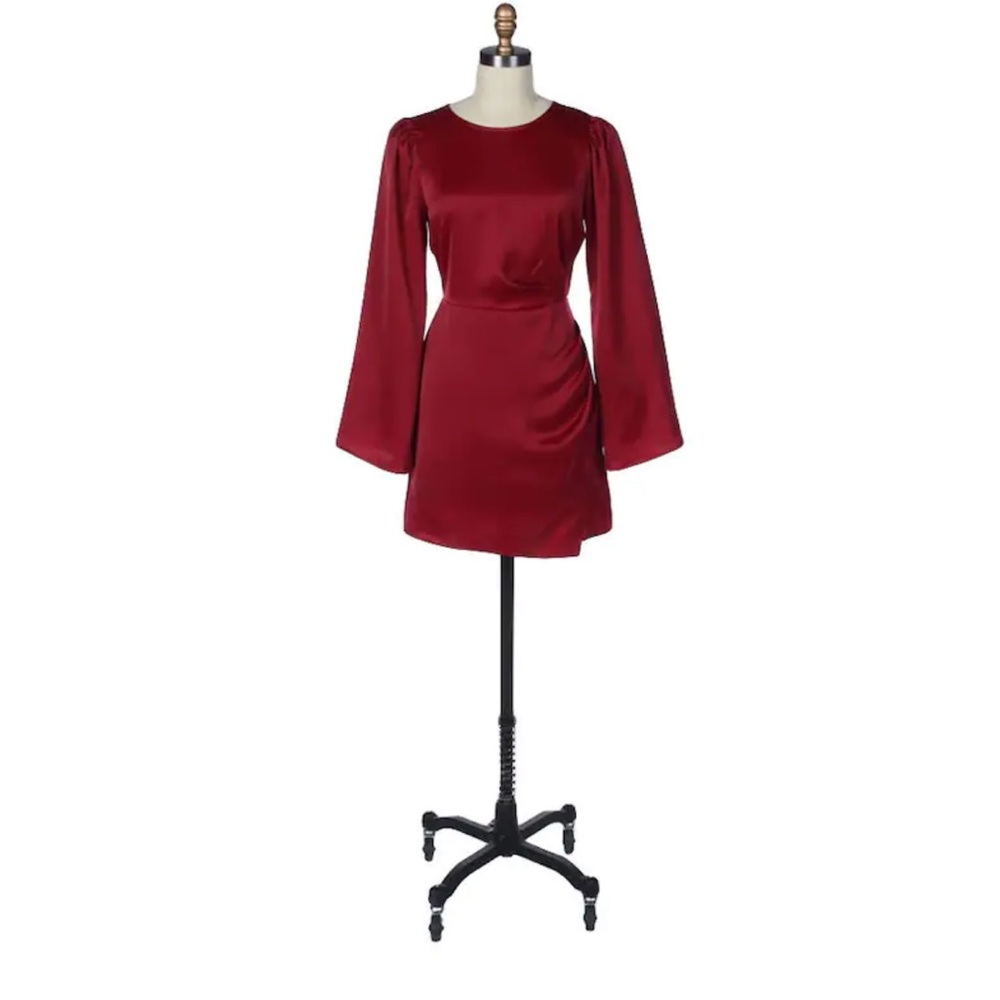 Red Satin dress with bell sleeves!